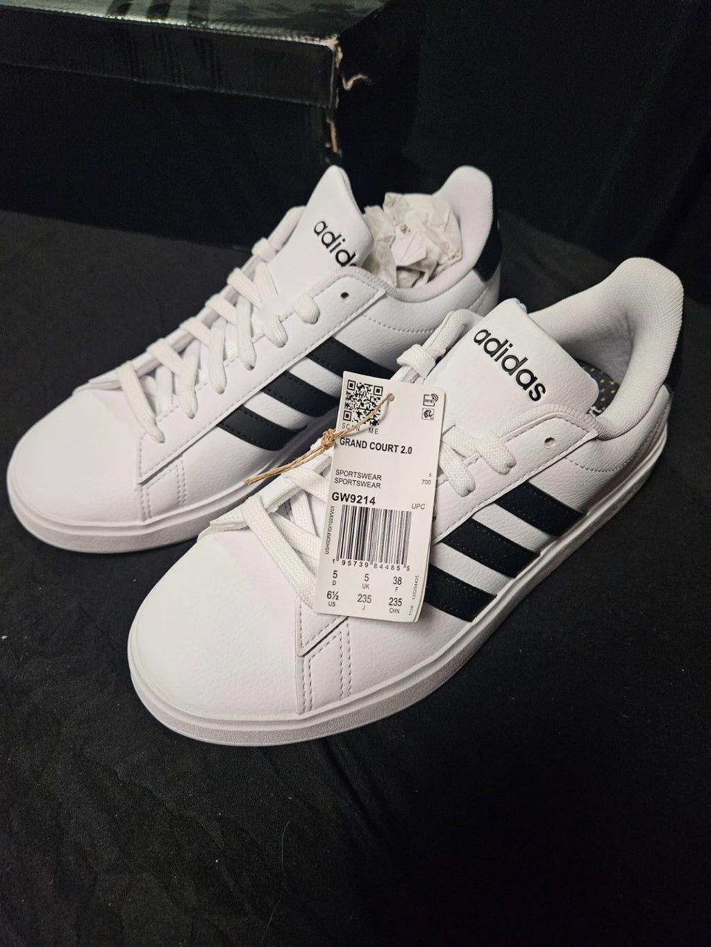 Size 6.5 - Adidas Grand Court 2.0 WHT/BLK NIB