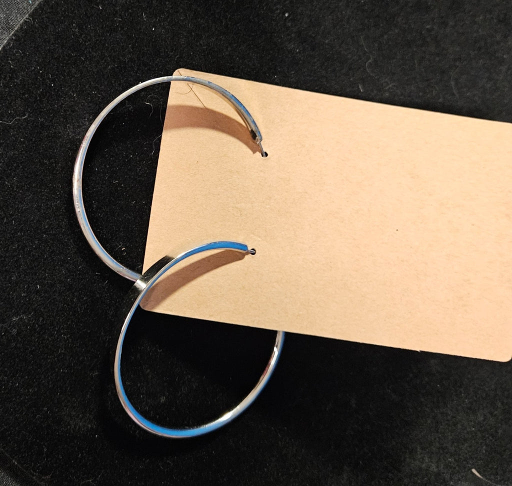 WOMEN'S LARGE STAINLESS STEEL HOOP EARRINGS GENTLY USED