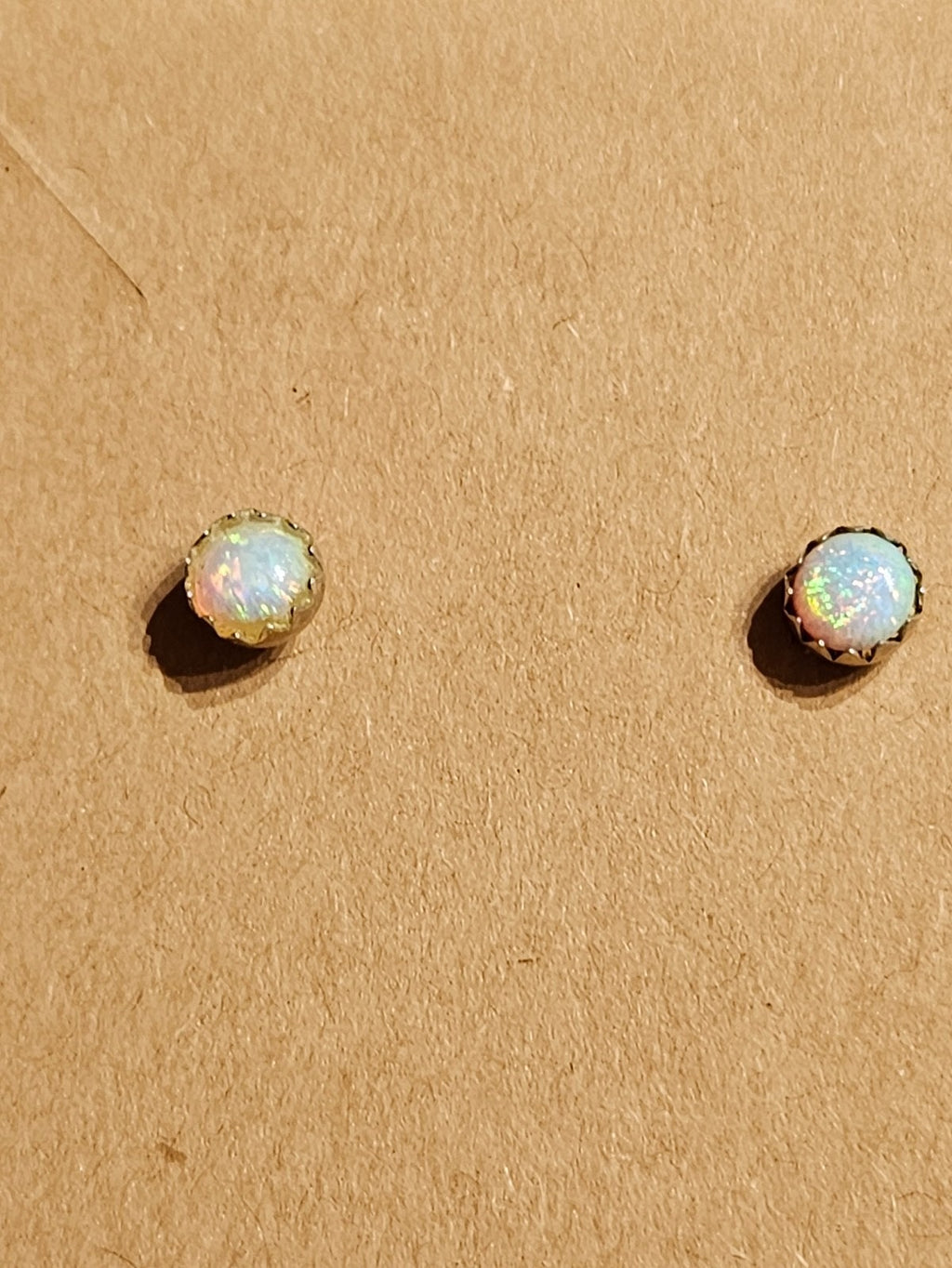 NATIVE AMERICAN NAVAJO MADE OPAL STERLING SILVER DOT STUD EARRINGS