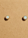 NATIVE AMERICAN NAVAJO MADE OPAL STERLING SILVER DOT STUD EARRINGS