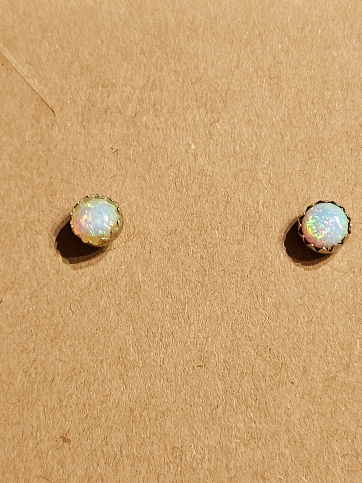 NATIVE AMERICAN NAVAJO MADE OPAL STERLING SILVER DOT STUD EARRINGS