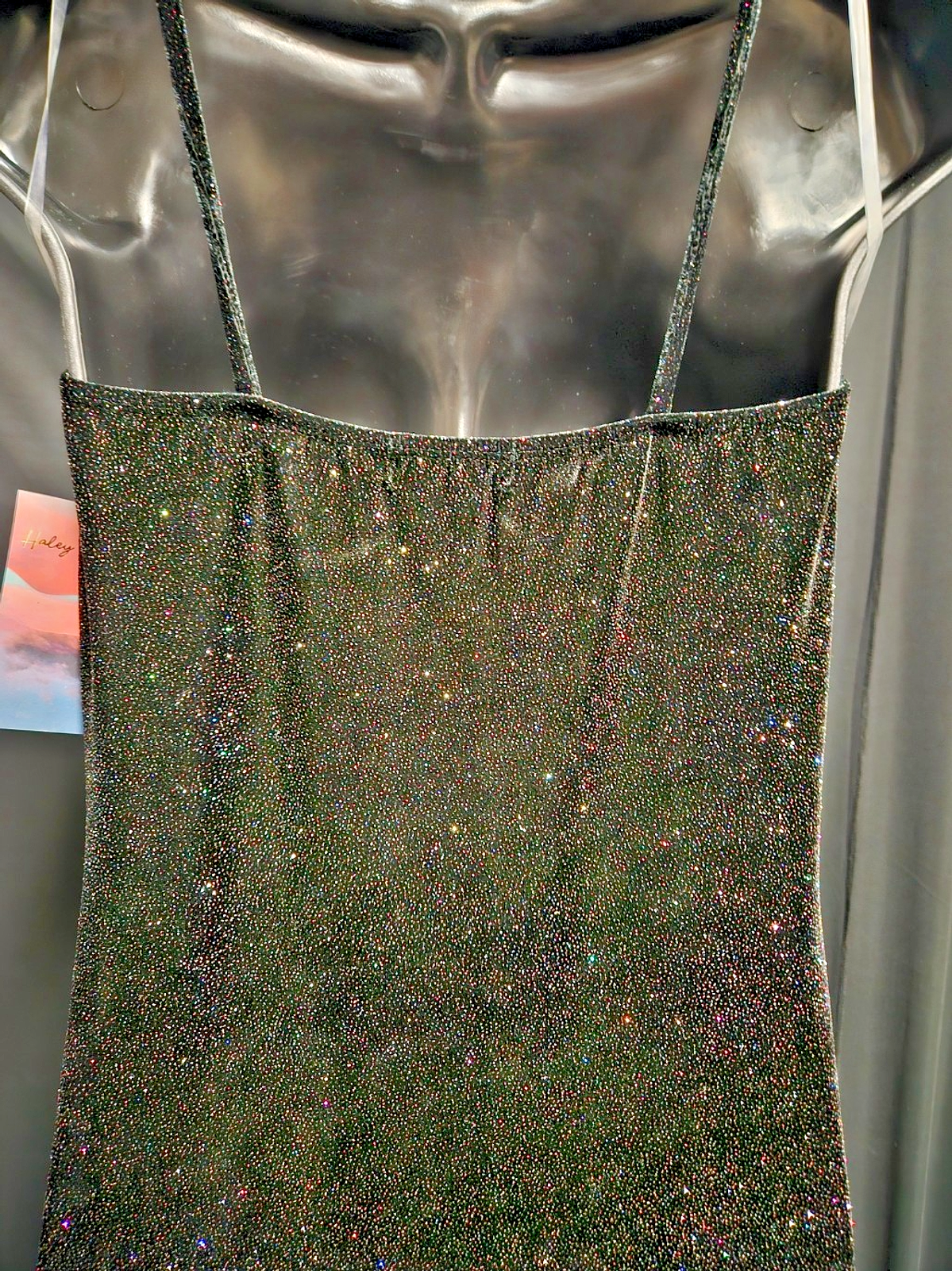 HALEY&JUNE SZ M LONG BLACK SEQUINED/RUCHED FRONT SLIT PULLOVER GOWN NWT
