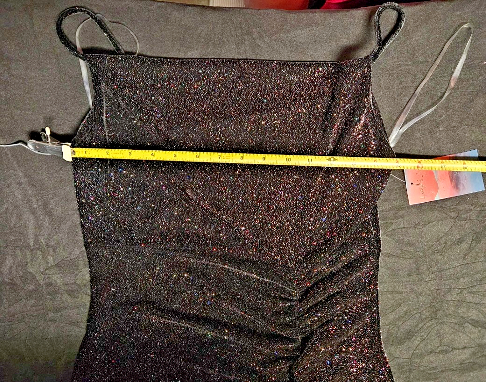 HALEY&JUNE SZ M LONG BLACK SEQUINED/RUCHED FRONT SLIT PULLOVER GOWN NWT