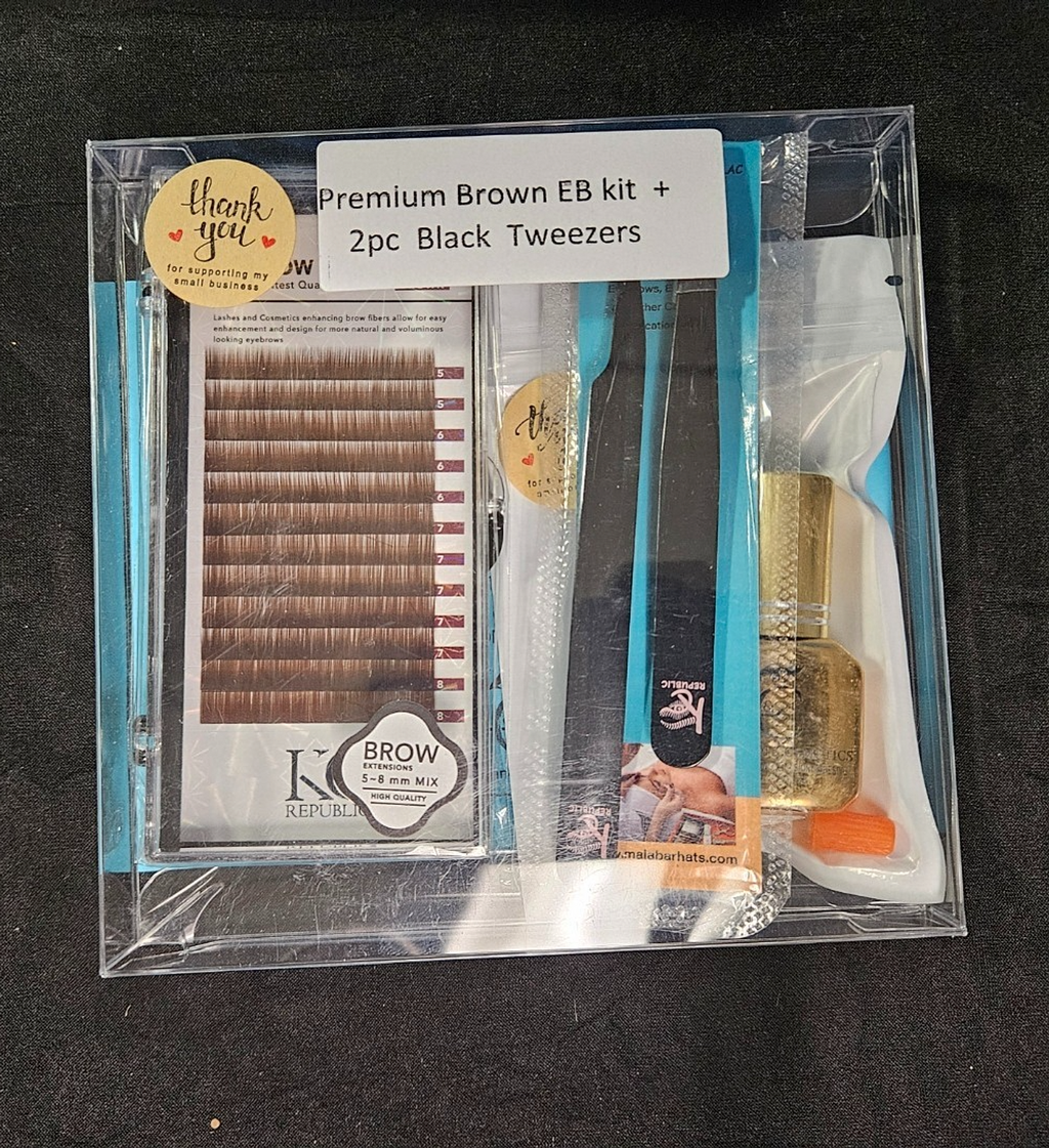 KC REPUBLIC PREMIUM BRN EYE BROW KIT & 2 PC TWEEZER SET NEW IN BOX
