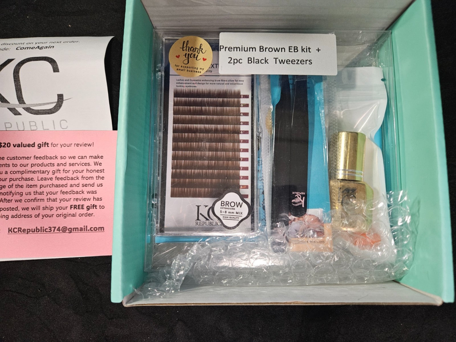 KC REPUBLIC PREMIUM BRN EYE BROW KIT & 2 PC TWEEZER SET NEW IN BOX