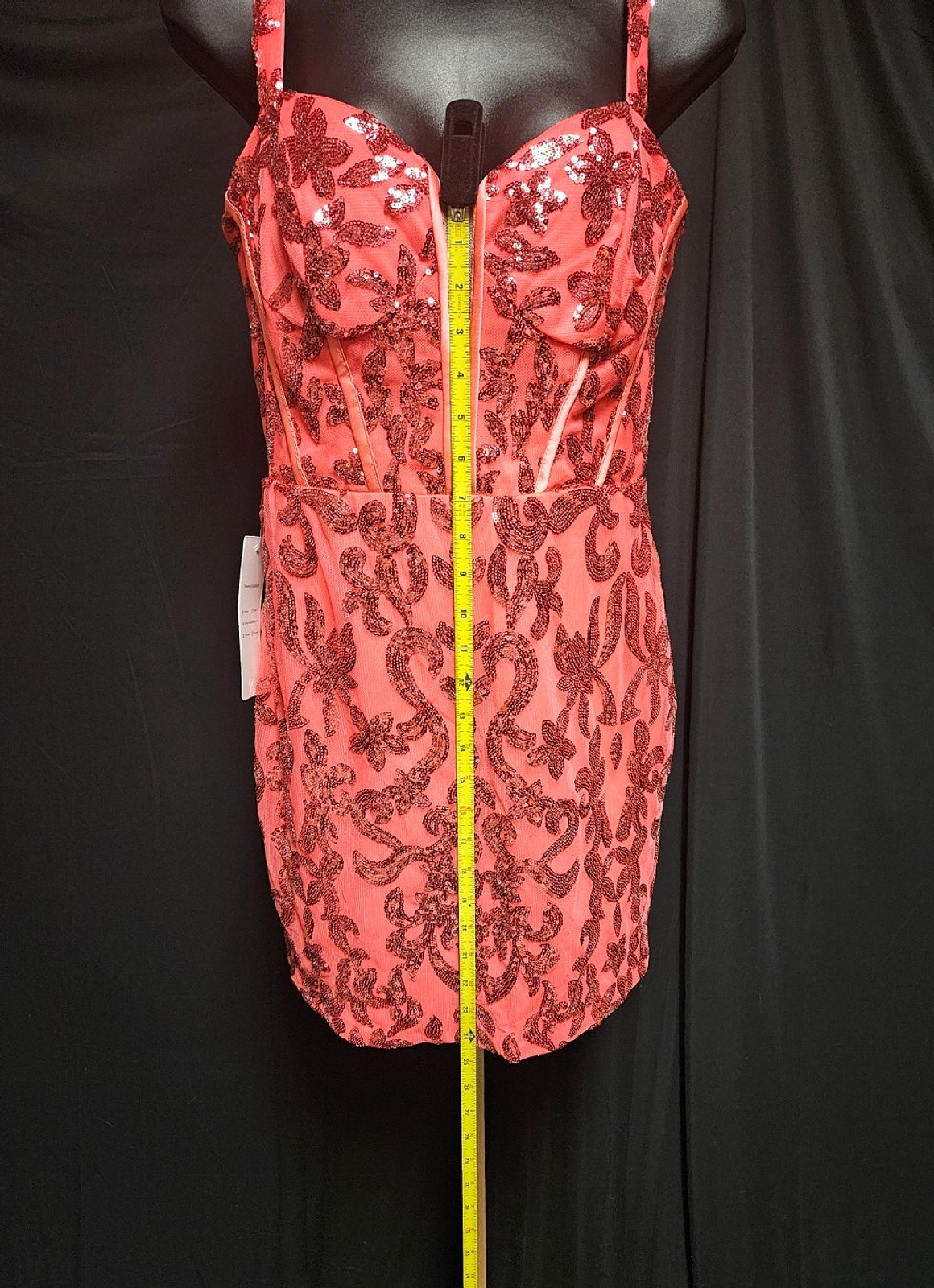 SIZE M 8/10 RED/DK PINK SEQUIN SHORT CORSET COCKTAIL/PROM/FORMAL NWT