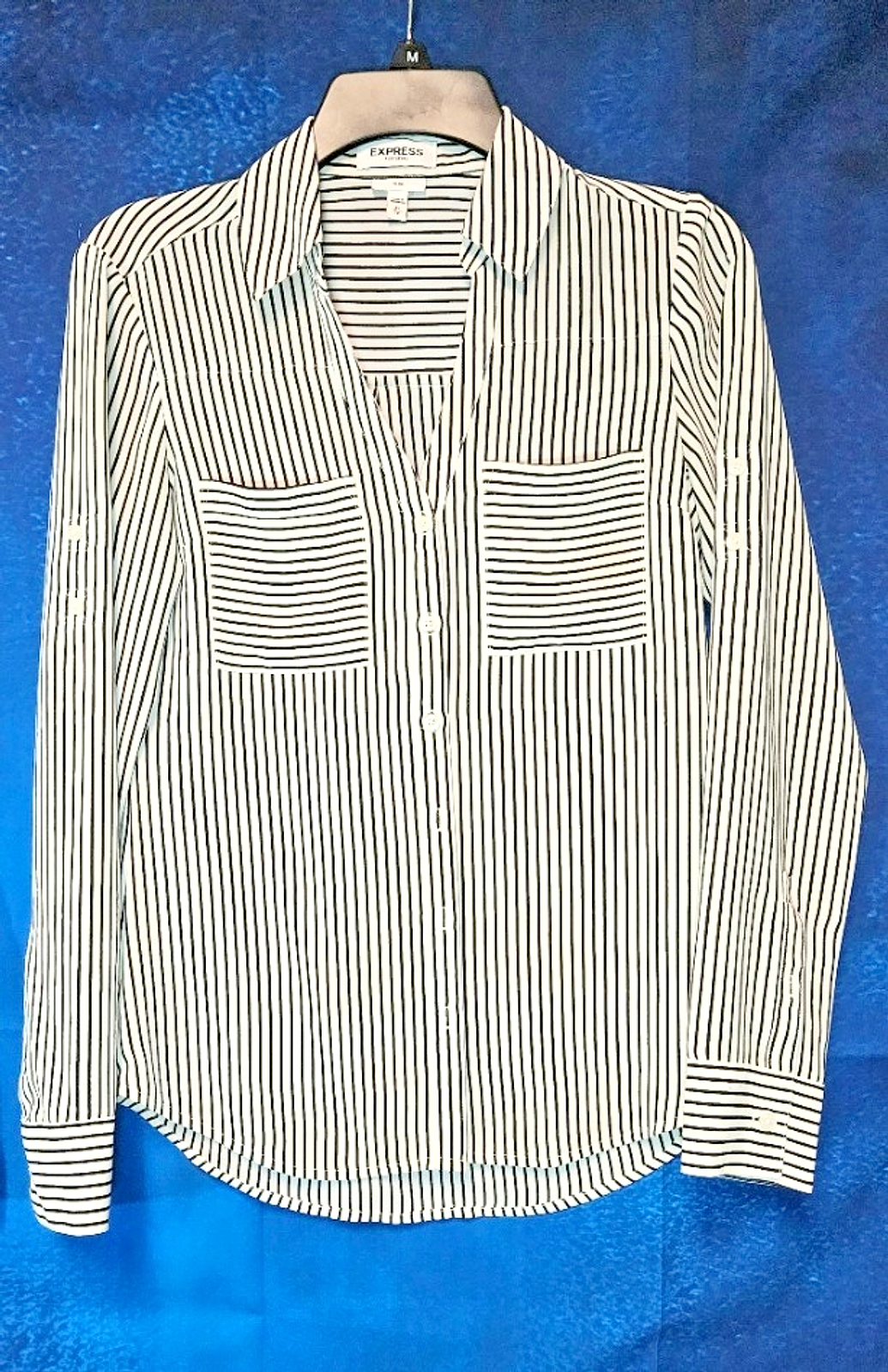 WOMEN'S EXPRESS PORTIFINO BUTTON UP STRIPED SHIRT SIZE XS NEW W/O TAGS
