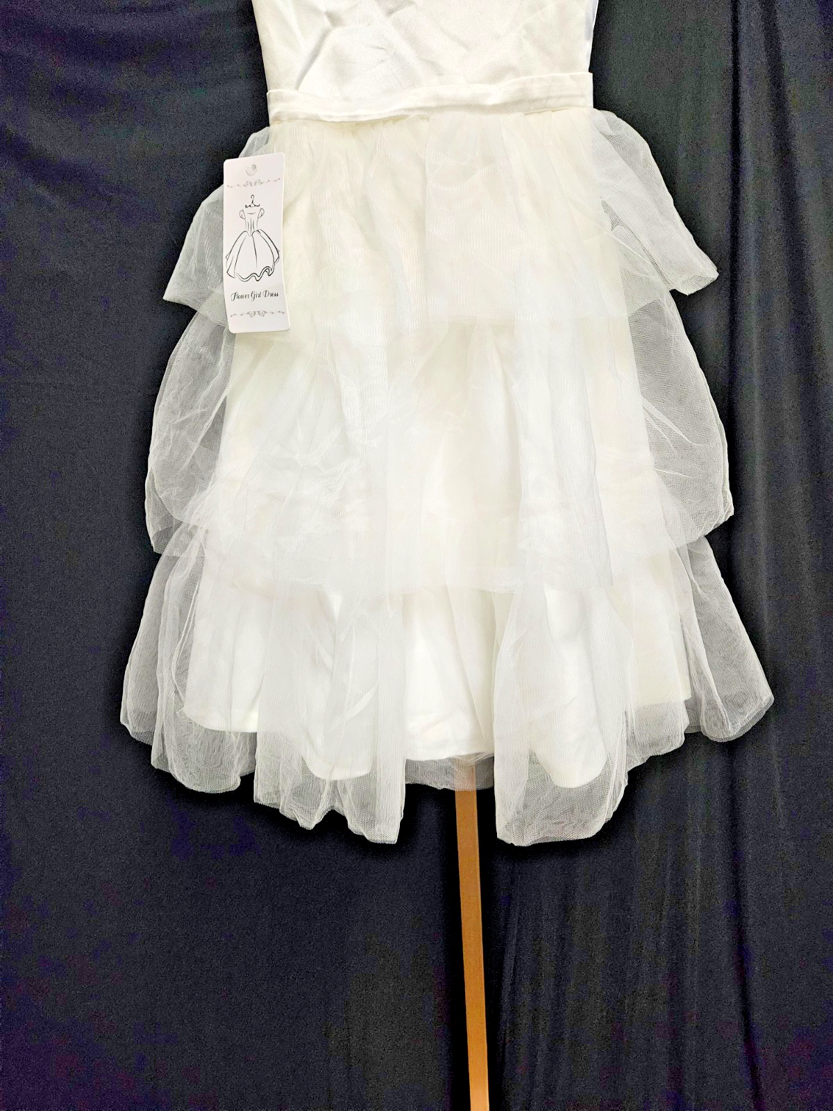 TODDLER SZ 2/3 T SLEEVELESS IVORY BOW BACK, RUFFLED TOOL FLOWERGIRL/PAGENT DRESS