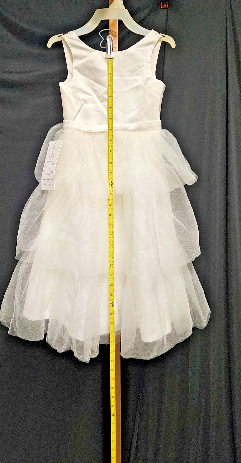 TODDLER SZ 2/3 T SLEEVELESS IVORY BOW BACK, RUFFLED TOOL FLOWERGIRL/PAGENT DRESS