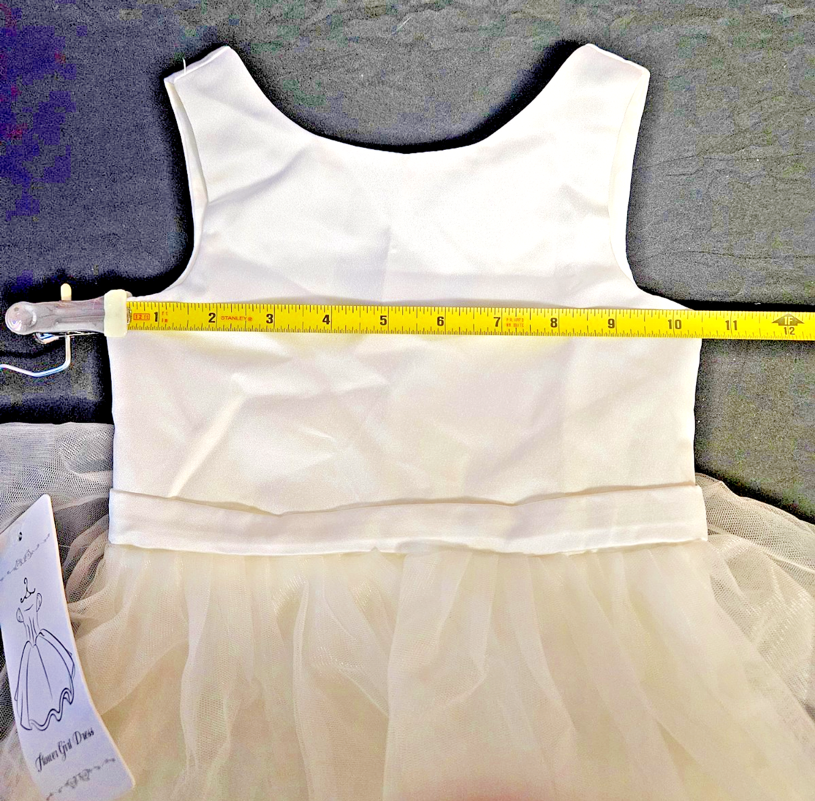 TODDLER SZ 2/3 T SLEEVELESS IVORY BOW BACK, RUFFLED TOOL FLOWERGIRL/PAGENT DRESS