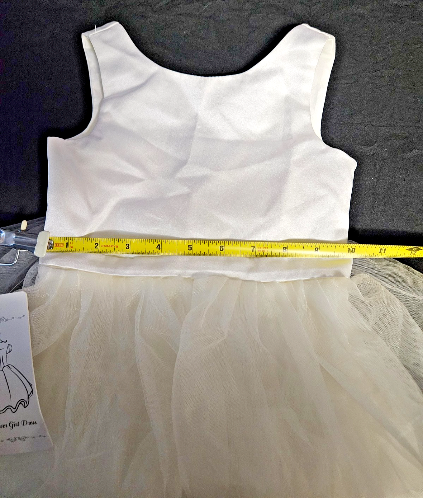 TODDLER SZ 2/3 T SLEEVELESS IVORY BOW BACK, RUFFLED TOOL FLOWERGIRL/PAGENT DRESS
