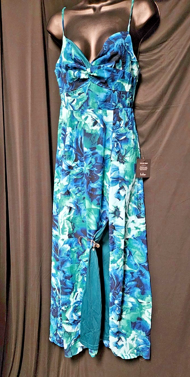 LULUS SIZE M FLORAL SPLIT HEM TANK MIDI DRESS NWT WEDDING/COCKTAIL NWT