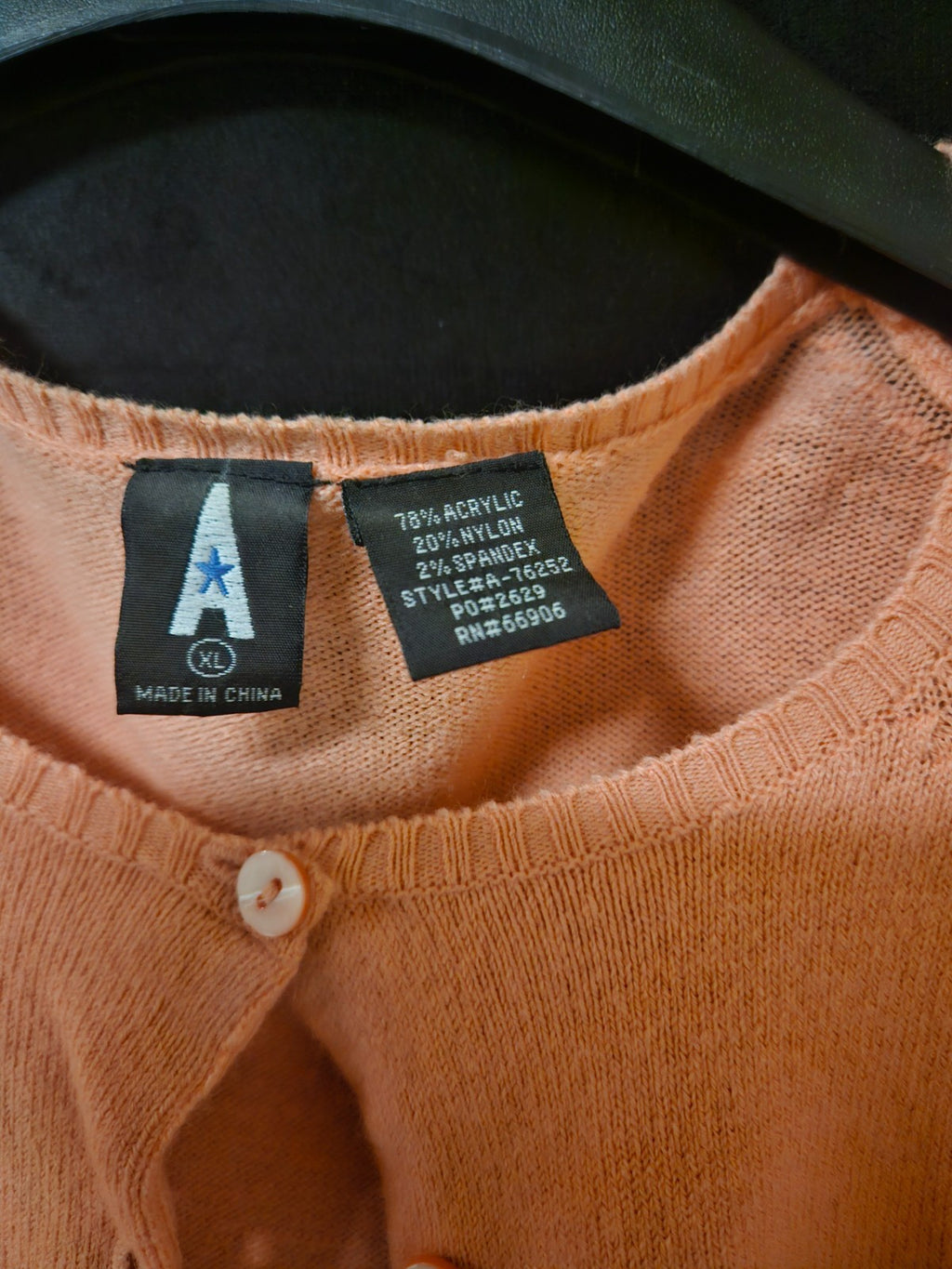 Women's A* Brand Peach Cardigan Size XL