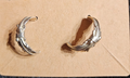 LG Signed Navajo Sterling Tooled Curved Feather Post Back Half Hoop Earrings