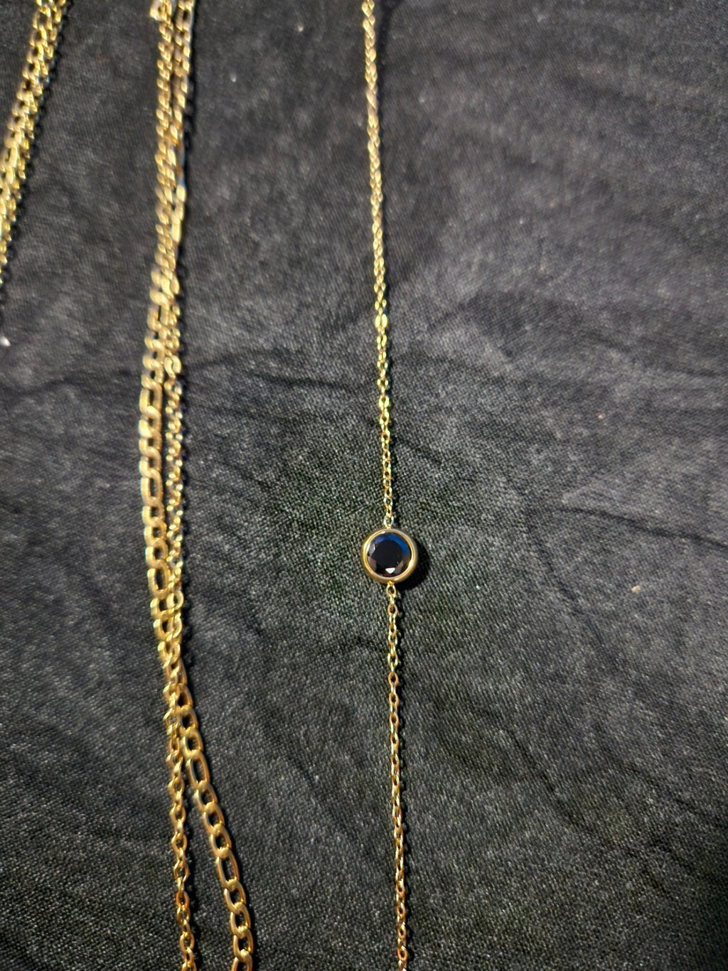 10K YELLOW GOLD PLATE OVER STAINLESS STEEL SIMULATED BLK ONYX SET
