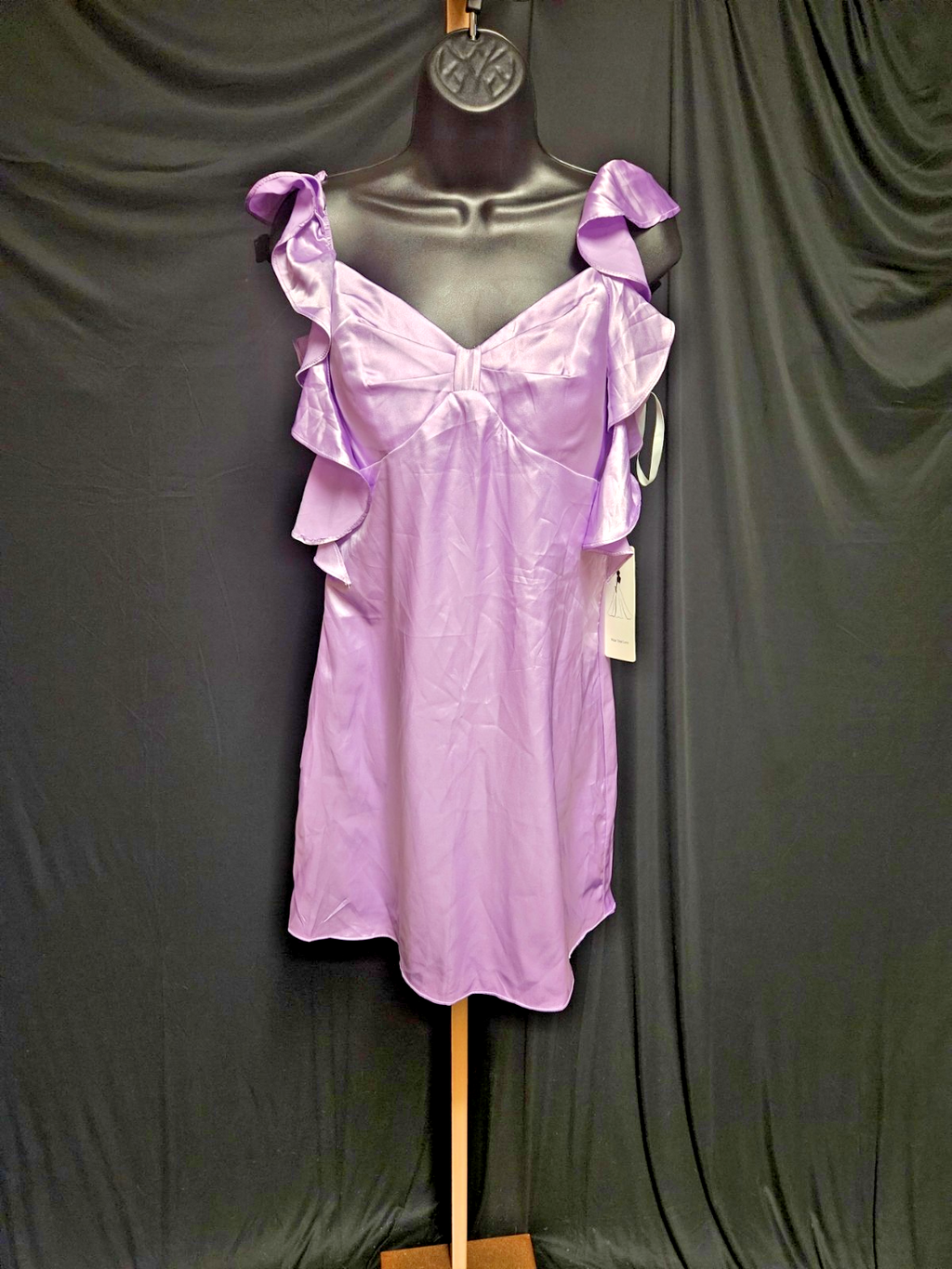 SIZE 8/10 M SHORT SATIN RUFFLED FORMAL COCKTAIL/PROM GOWN NWT LAVENDAR/PINK