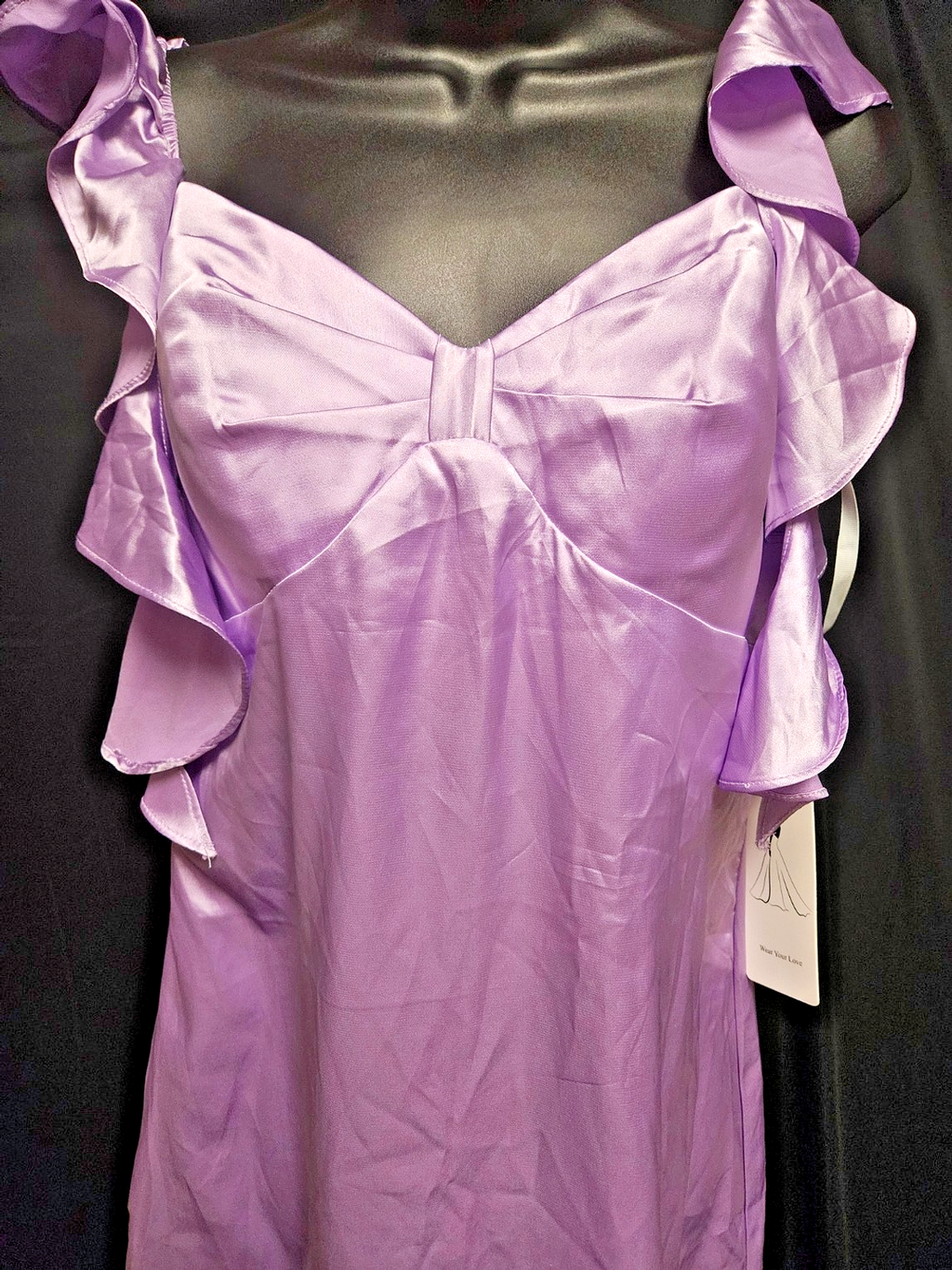 SIZE 8/10 M SHORT SATIN RUFFLED FORMAL COCKTAIL/PROM GOWN NWT LAVENDAR/PINK