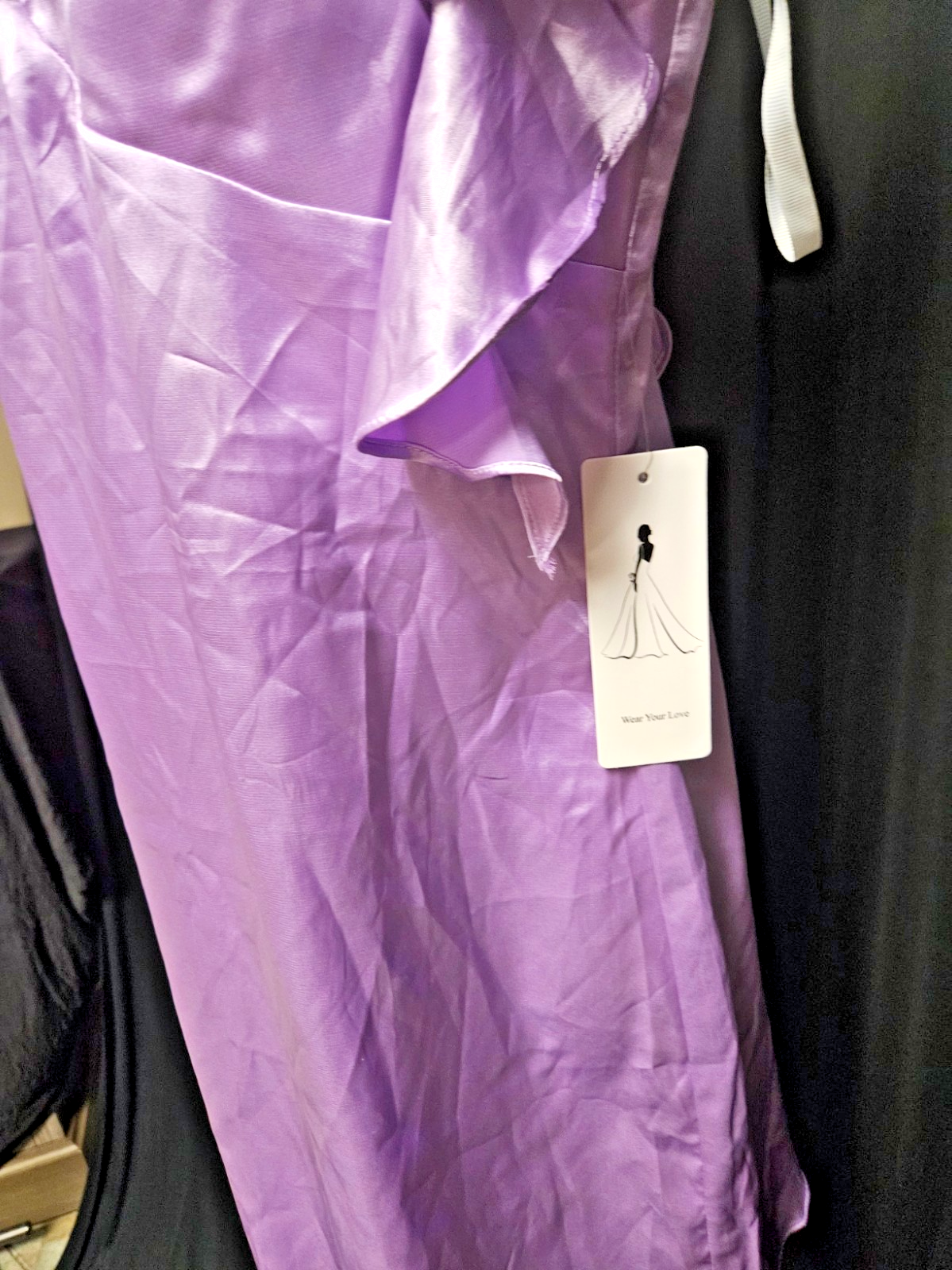 SIZE 8/10 M SHORT SATIN RUFFLED FORMAL COCKTAIL/PROM GOWN NWT LAVENDAR/PINK