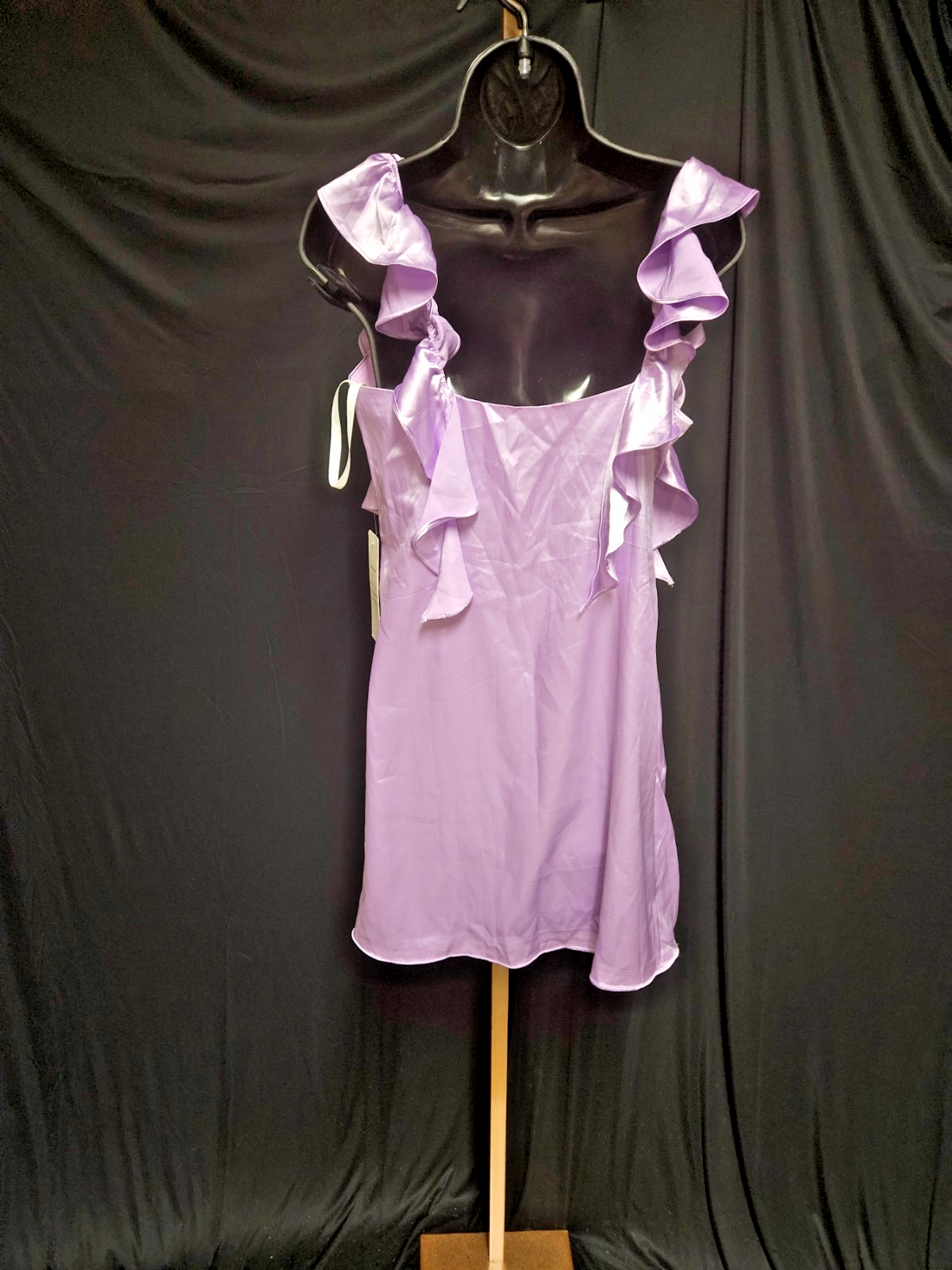 SIZE 8/10 M SHORT SATIN RUFFLED FORMAL COCKTAIL/PROM GOWN NWT LAVENDAR/PINK
