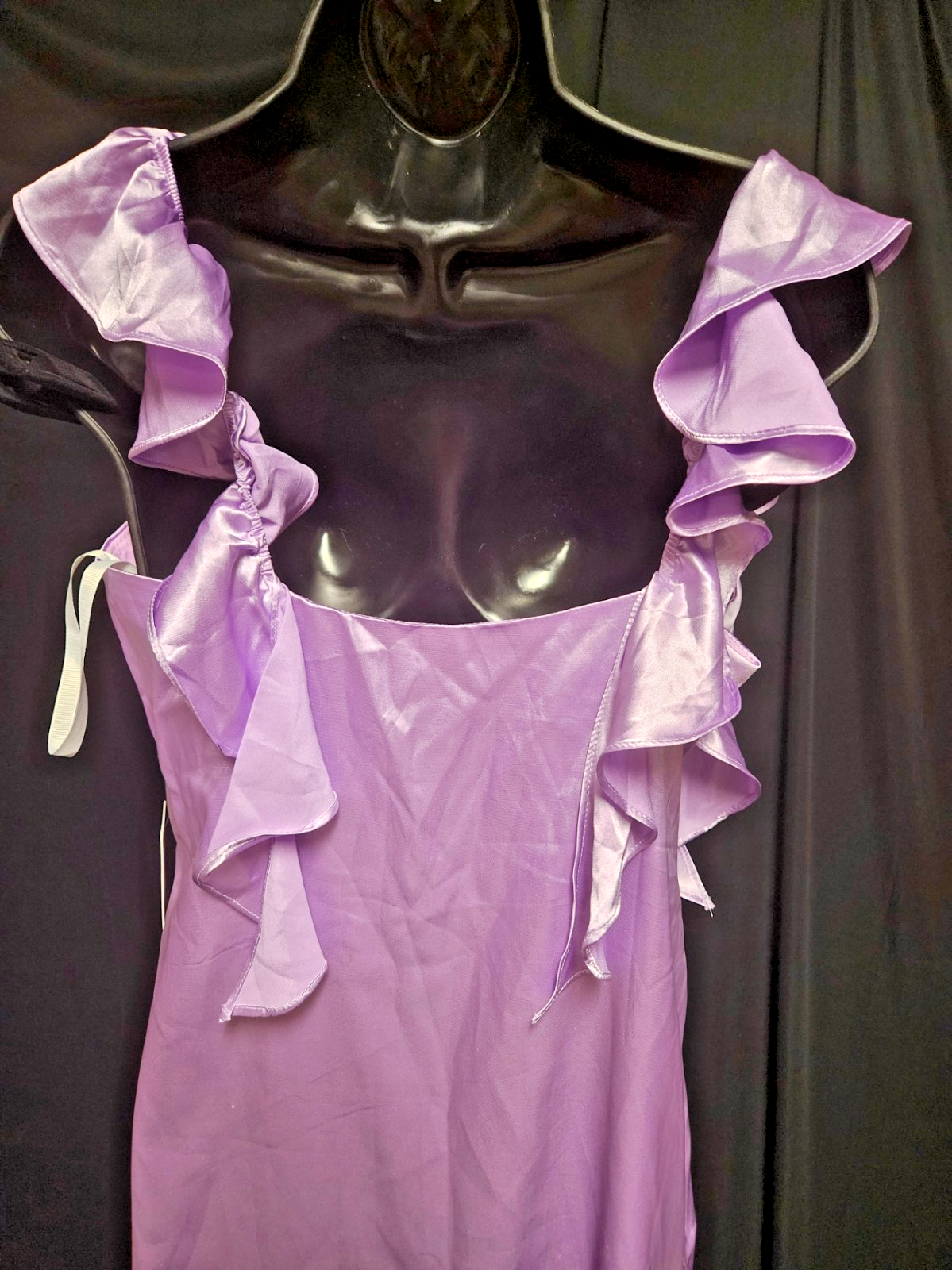 SIZE 8/10 M SHORT SATIN RUFFLED FORMAL COCKTAIL/PROM GOWN NWT LAVENDAR/PINK