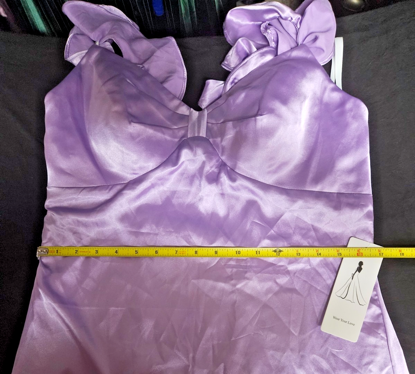 SIZE 8/10 M SHORT SATIN RUFFLED FORMAL COCKTAIL/PROM GOWN NWT LAVENDAR/PINK