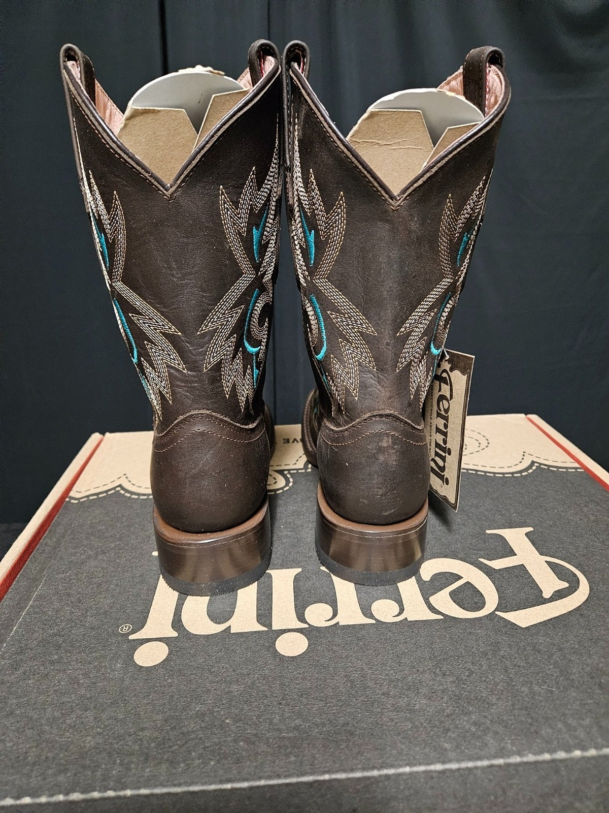 FERRINI SIZE 7.5 WOMEN'S  EMBROIDERED BETSY NICOTINE WESTERN BOOTS
