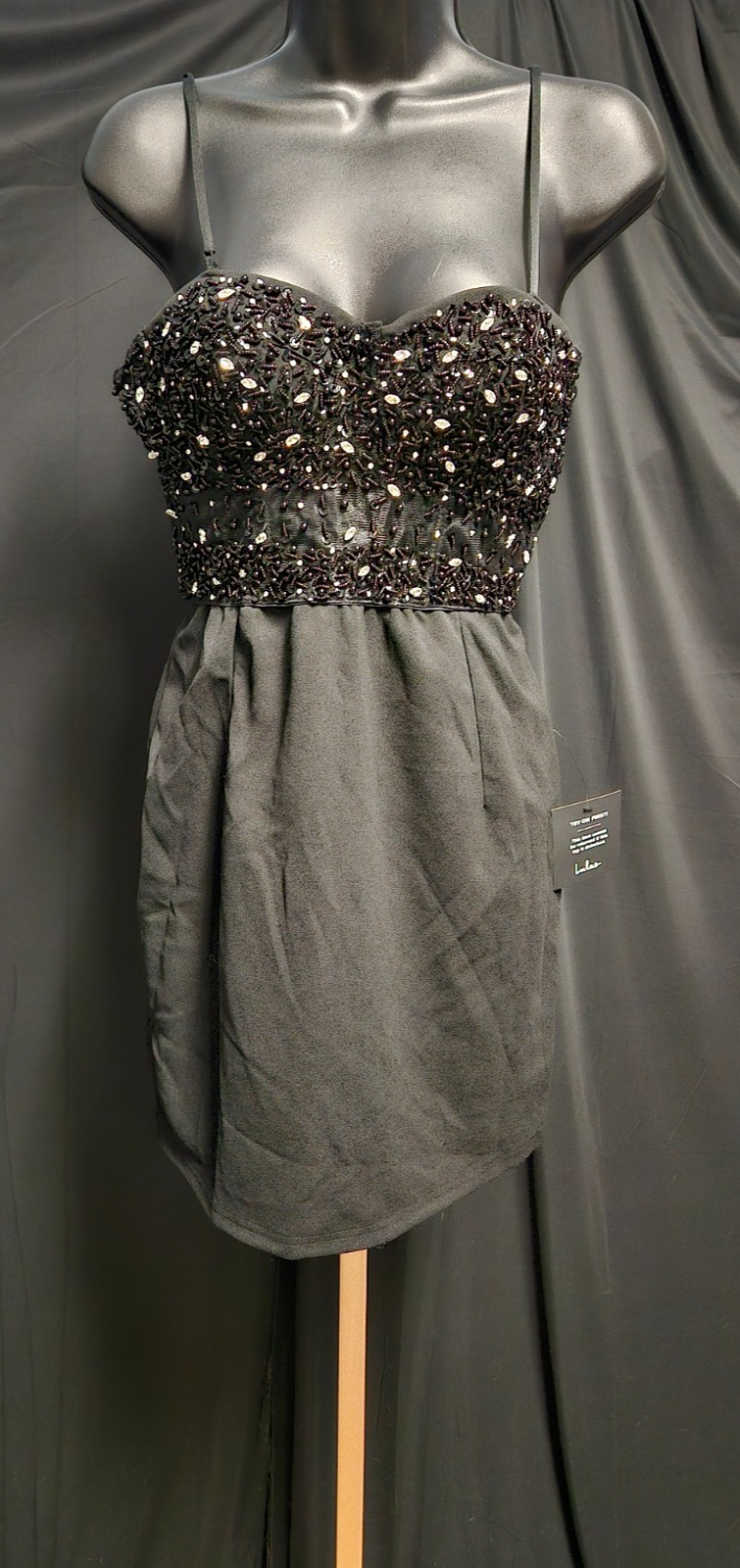 LULUS WOMEN L SHORT BLACK SEQUIN TOP DRESS FORMAL/COCKTAIL NWT