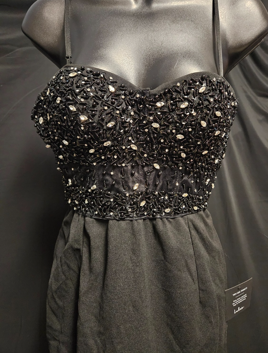 LULUS WOMEN L SHORT BLACK SEQUIN TOP DRESS FORMAL/COCKTAIL NWT