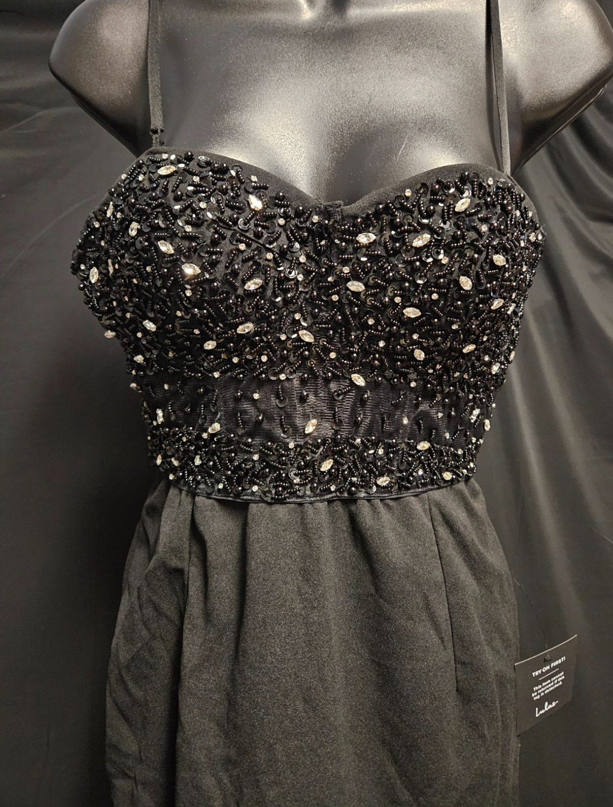 LULUS WOMEN L SHORT BLACK SEQUIN TOP DRESS FORMAL/COCKTAIL NWT