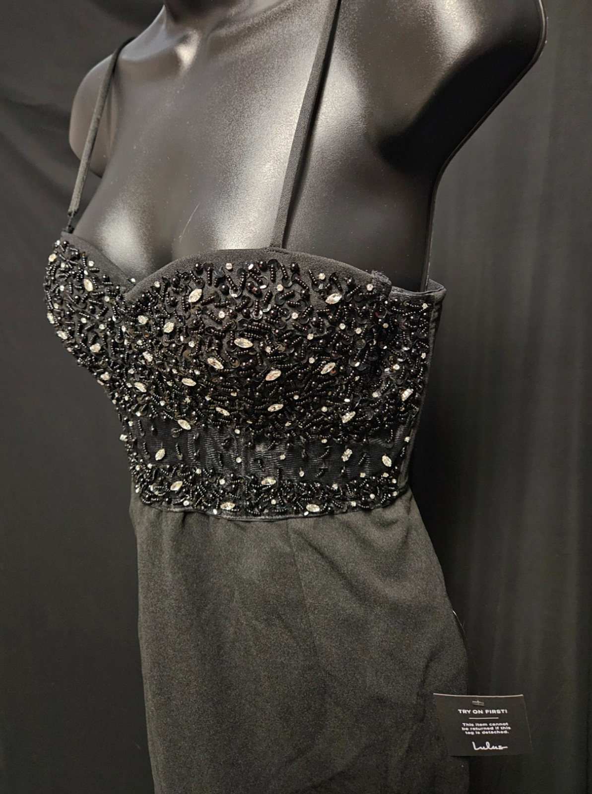 LULUS WOMEN L SHORT BLACK SEQUIN TOP DRESS FORMAL/COCKTAIL NWT
