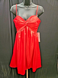 FORMAL WEAR WOMEN S RED SATIN BABYDOLL GOWN SHORT SIZE XS WILL FIT SMALL