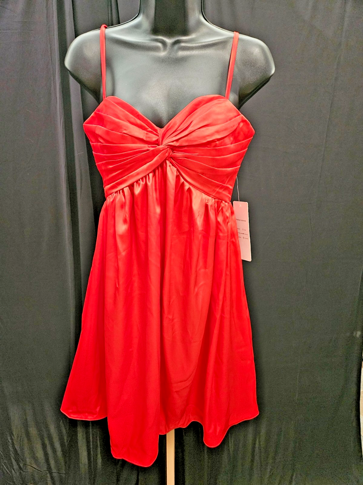 FORMAL WEAR WOMEN S RED SATIN BABYDOLL GOWN SHORT SIZE XS WILL FIT SMALL