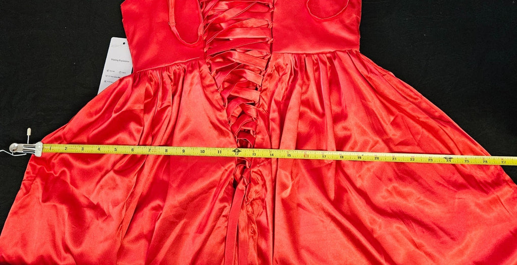 FORMAL WEAR WOMEN S RED SATIN BABYDOLL GOWN SHORT SIZE XS WILL FIT SMALL