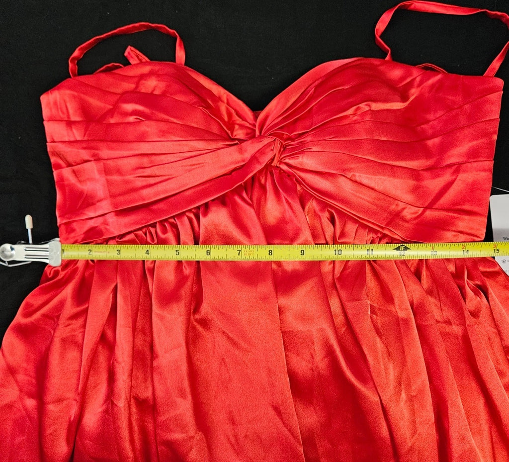FORMAL WEAR WOMEN S RED SATIN BABYDOLL GOWN SHORT SIZE XS WILL FIT SMALL