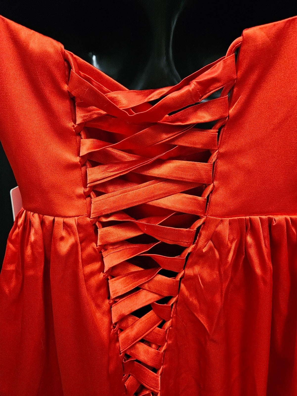 FORMAL WEAR WOMEN S RED SATIN BABYDOLL GOWN SHORT SIZE XS WILL FIT SMALL