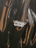 925 STERLING SILVER 3 STONE AQUAMARINE/CUBIC ZIRCONIA SIZE 6.5 RING