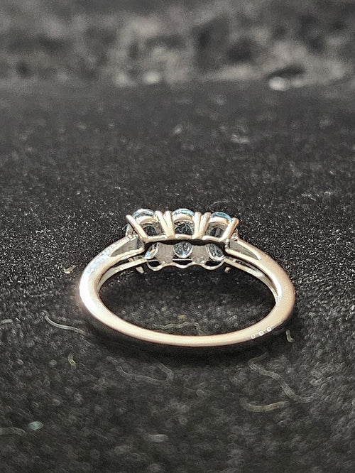 925 STERLING SILVER 3 STONE AQUAMARINE/CUBIC ZIRCONIA SIZE 6.5 RING