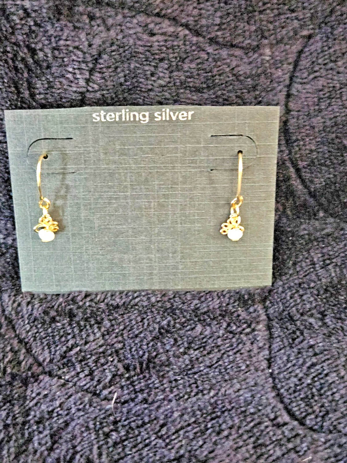 SILVER TREASURES PAW PRINT 14K YELLOW GOLD OVER SILVER DROP EARRINGS