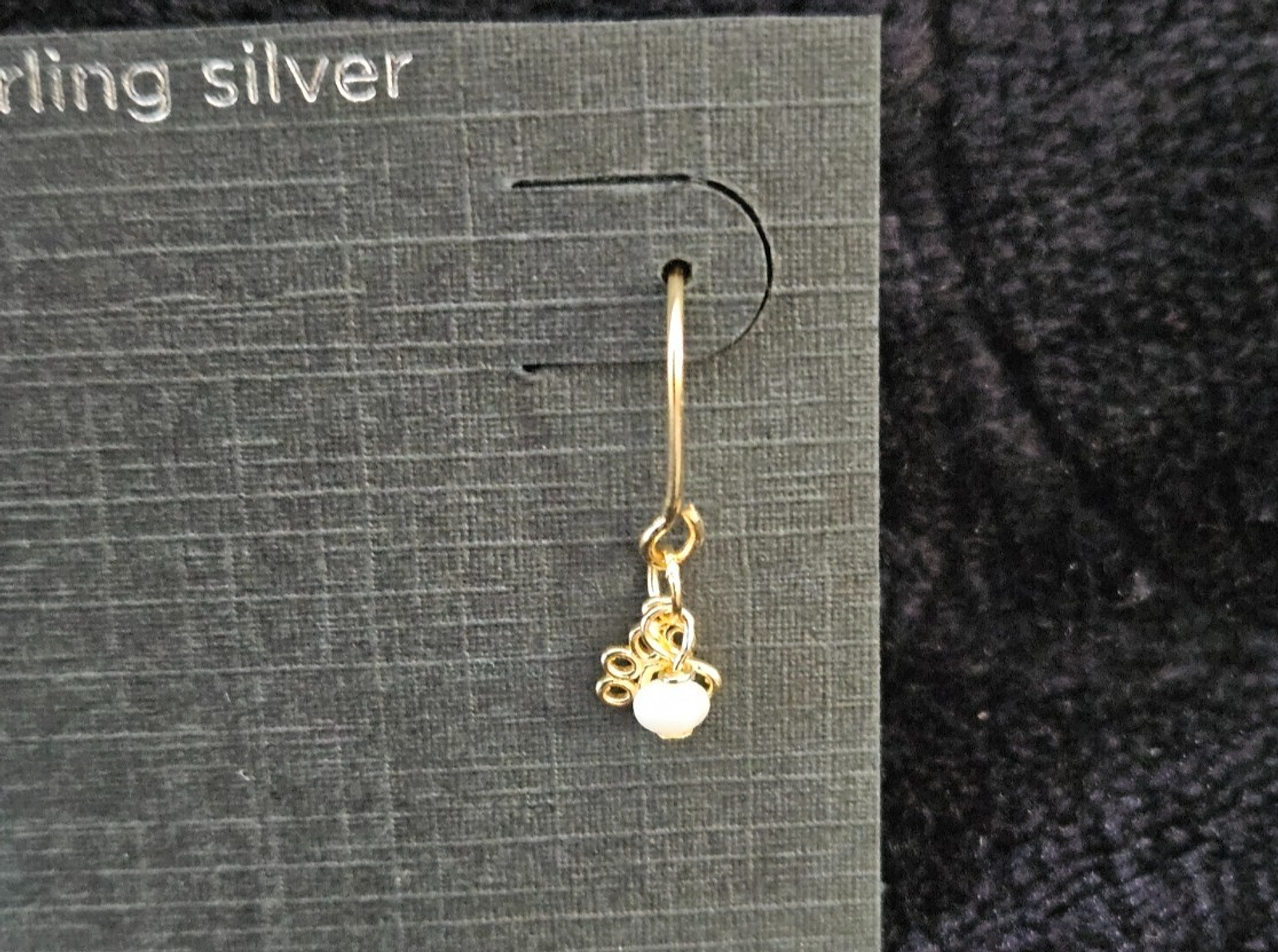 SILVER TREASURES PAW PRINT 14K YELLOW GOLD OVER SILVER DROP EARRINGS