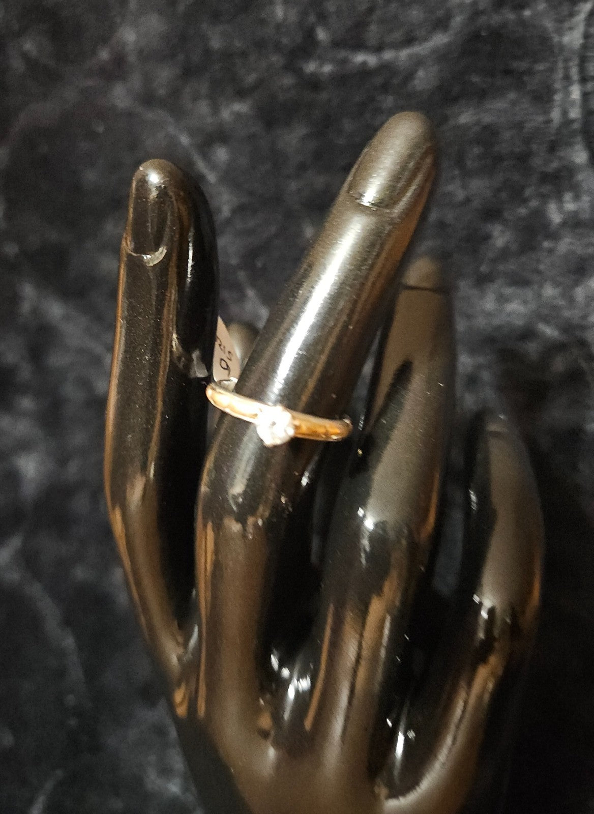 NATIVE AMERICAN MADE CZ SIZE 6 12K GOLD FILL/STERLING SILVER SOLITARE RING