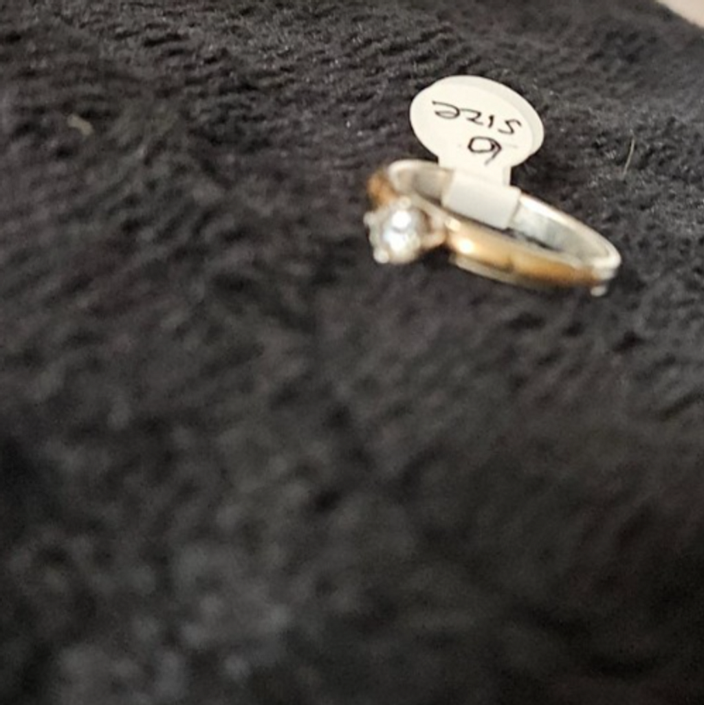 NATIVE AMERICAN MADE CZ SIZE 6 12K GOLD FILL/STERLING SILVER SOLITARE RING