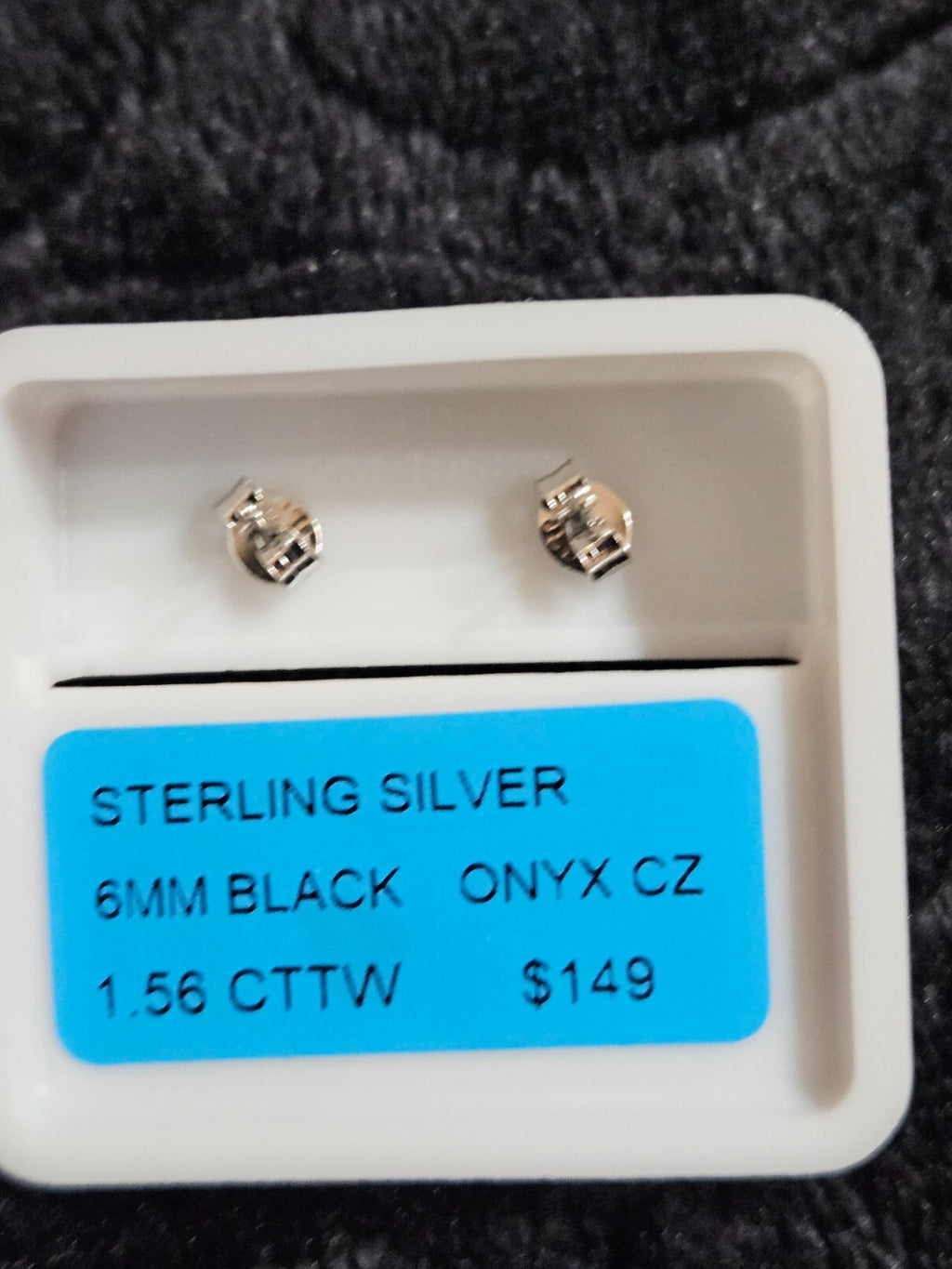 STERLING SILVER AND BLACK ONYX STUD EARRINGS NWOT