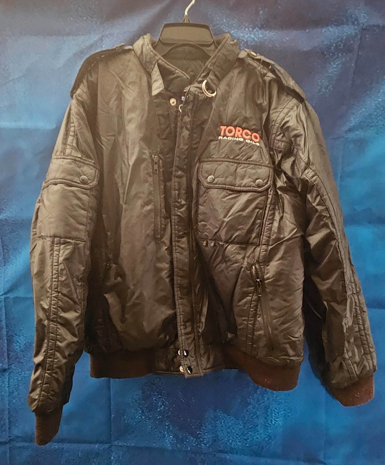 VINTAGE RARE MEN'S TORCO OIL BLACK JACKET SIZE XL PERK GIVEN TO OIL DISTRIBUTERS