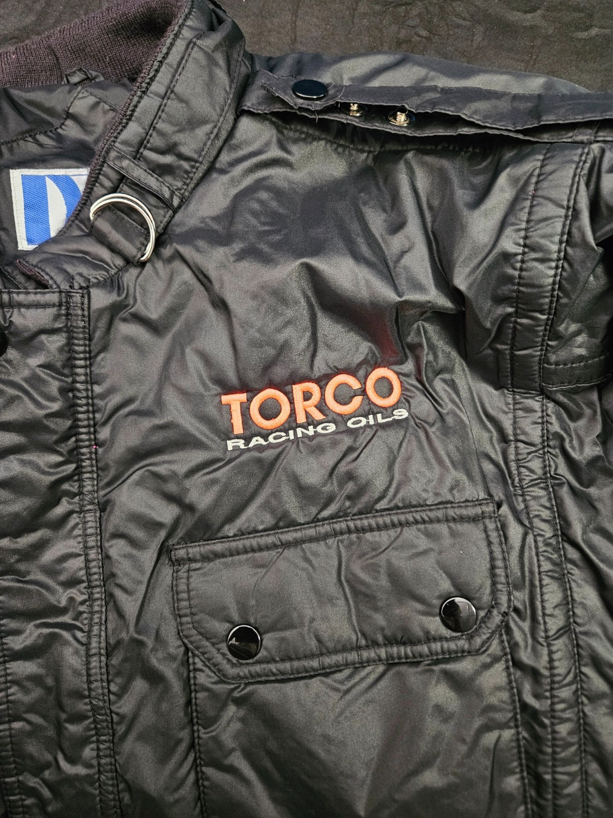 VINTAGE RARE MEN'S TORCO OIL BLACK JACKET SIZE XL PERK GIVEN TO OIL DISTRIBUTERS