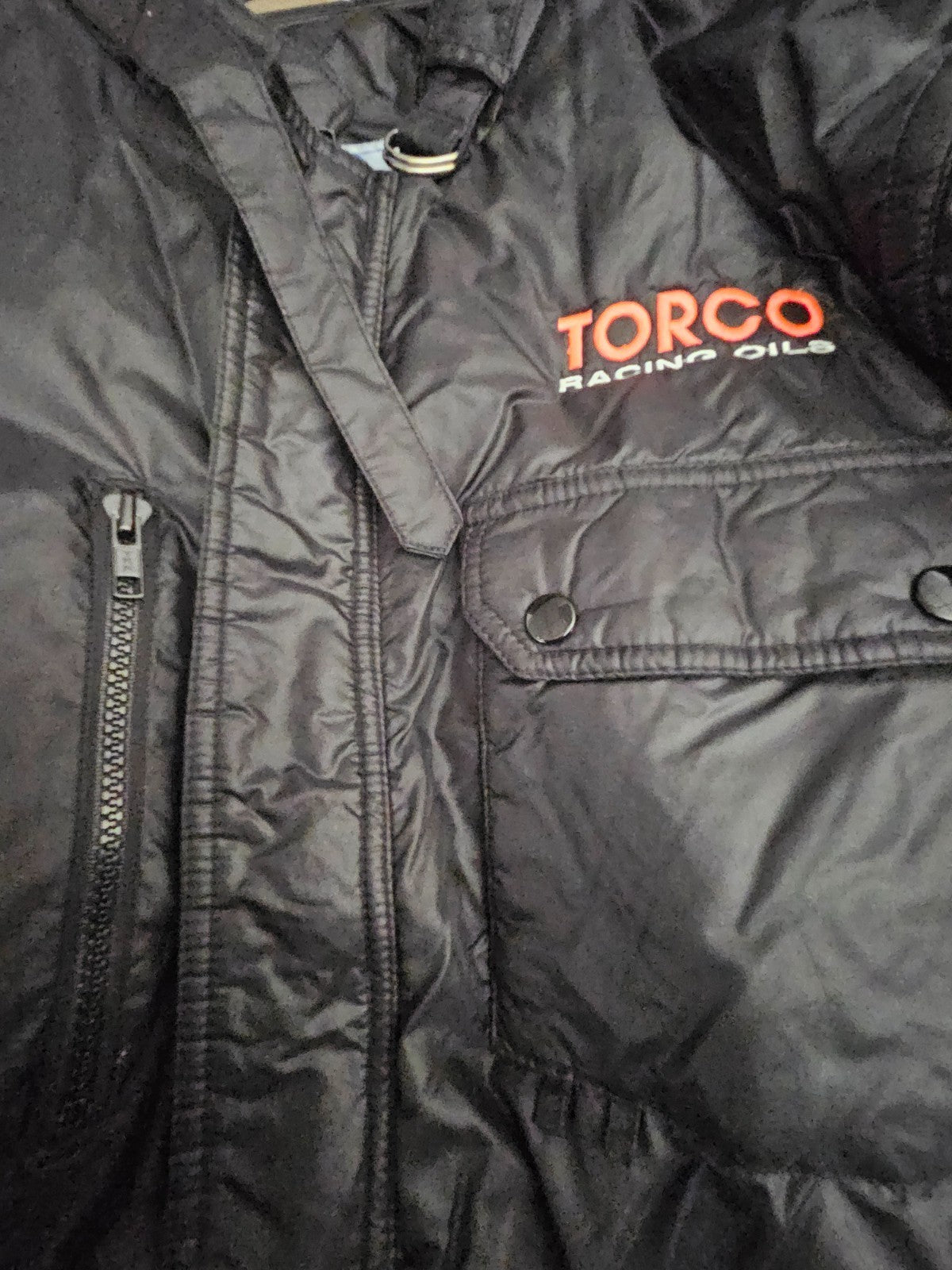 VINTAGE RARE MEN'S TORCO OIL BLACK JACKET SIZE XL PERK GIVEN TO OIL DISTRIBUTERS