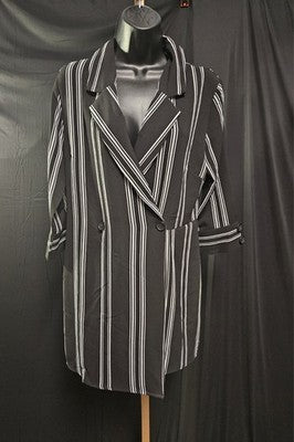 Women's Sz L Almost Famous Coat Skort/Dress Blk & Wht Striped