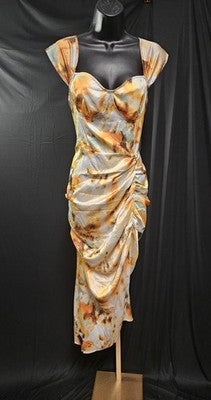 Illusion Tye Dye Midi Dress Ruched & Slit Cider XL