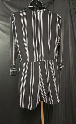 Women's Sz L Almost Famous Coat Skort/Dress Blk & Wht Striped