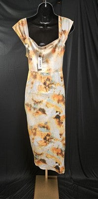 Illusion Tye Dye Midi Dress Ruched & Slit Cider XL