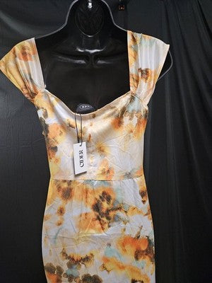 Illusion Tye Dye Midi Dress Ruched & Slit Cider XL